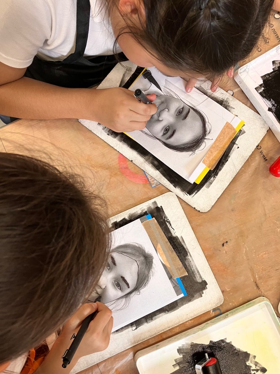 KS2 Monoprint Portraits
