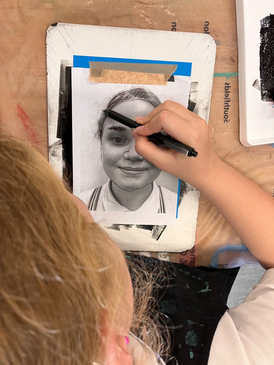 KS2 Monoprint Portraits