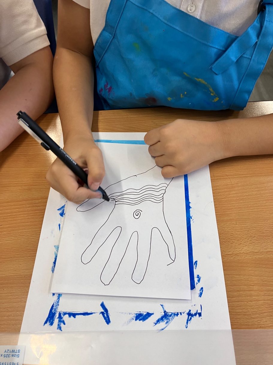 KS2 Monoprint hands
