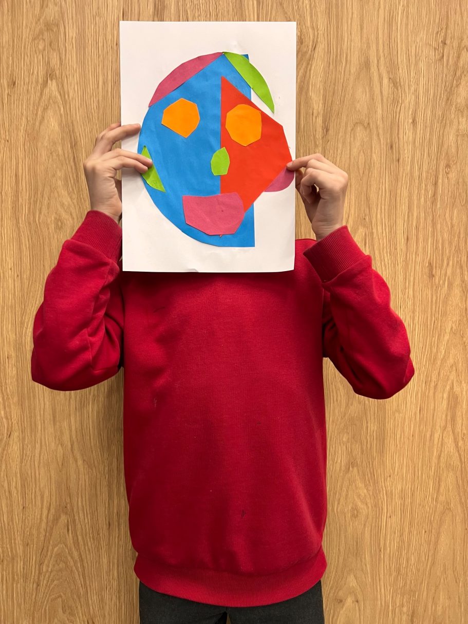 KS1 Geometric shape collage portraits