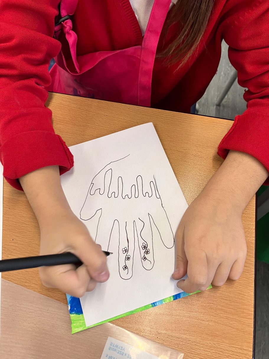 KS2 Monoprint hands