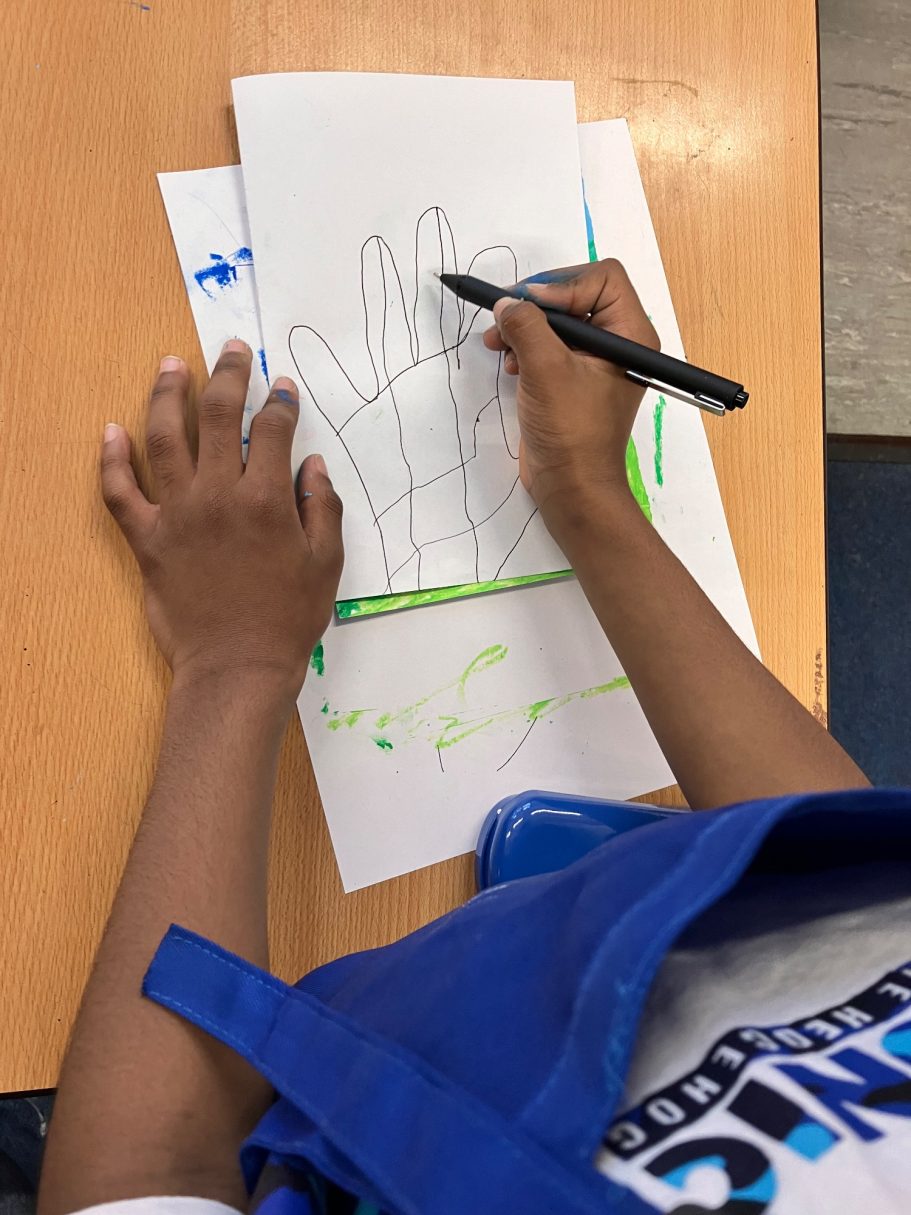 KS2 Monoprint hands