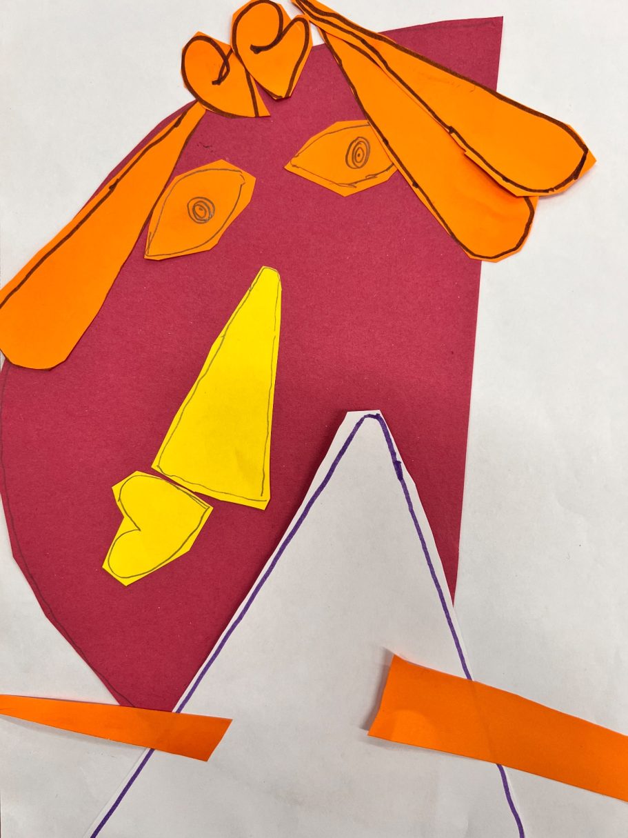 KS1 Geometric shape collage portraits