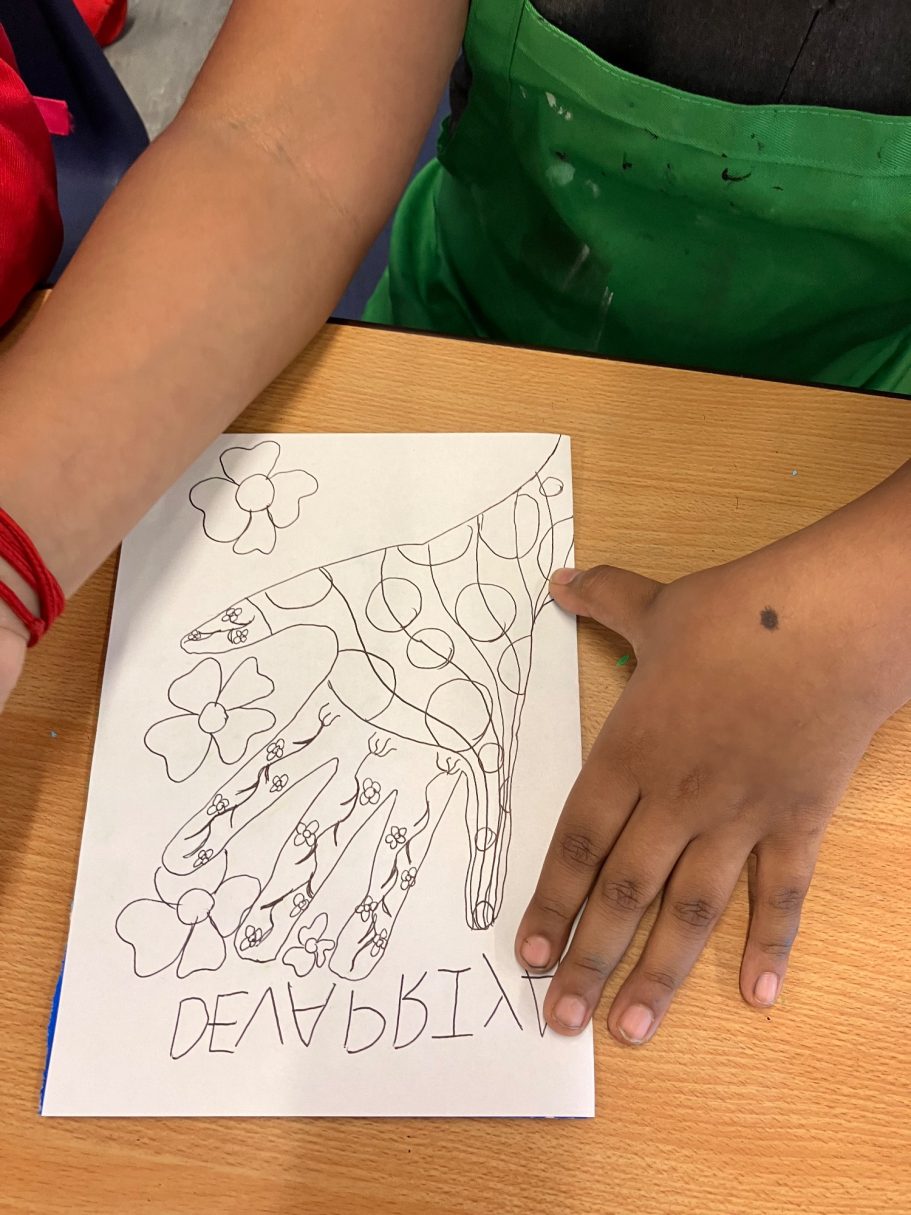 KS2 Monoprint hands