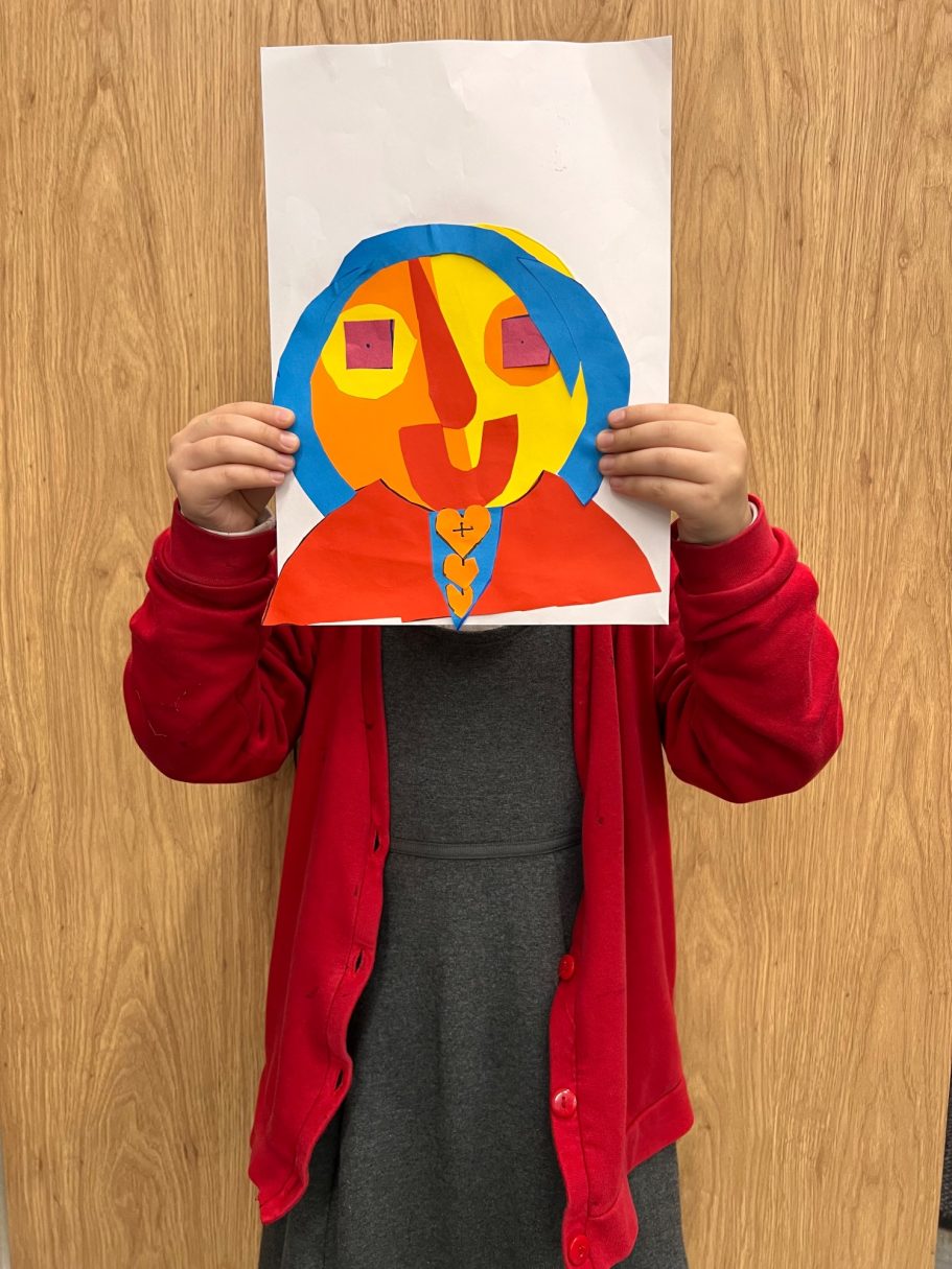 KS1 Geometric shape collage portraits