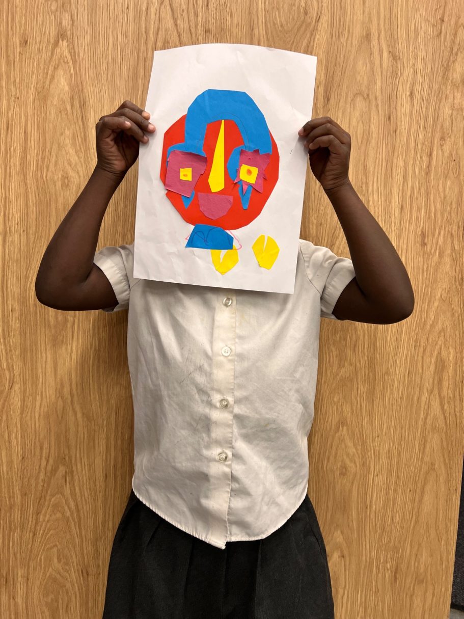 KS1 Geometric shape collage portraits