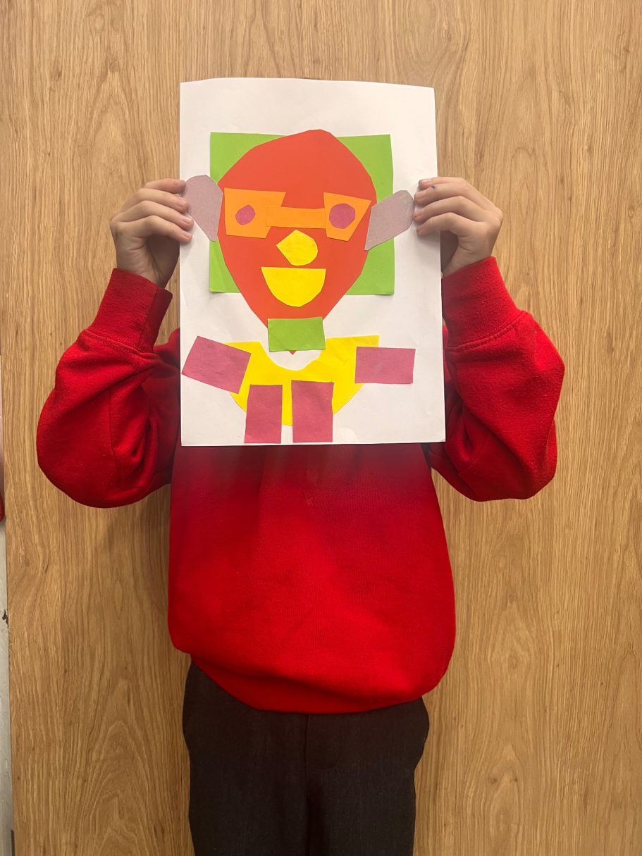KS1 Geometric shape collage portraits
