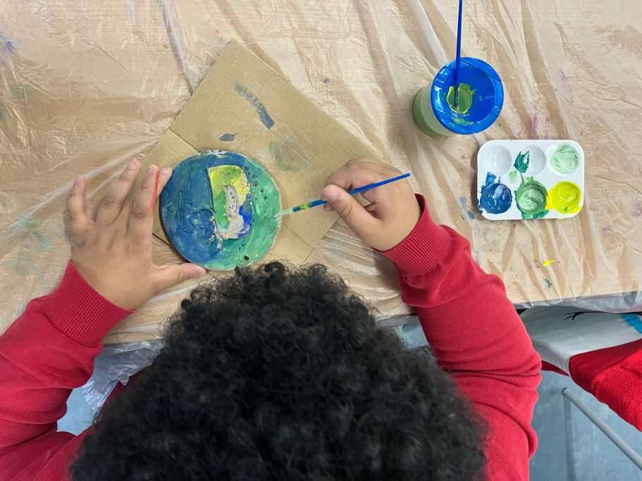 KS2 Acrylic painting clay tile