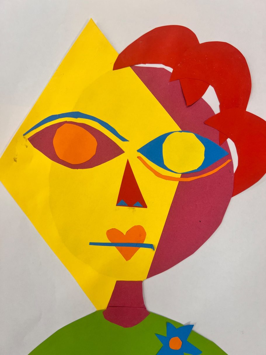 KS1 Geometric shape collage portraits