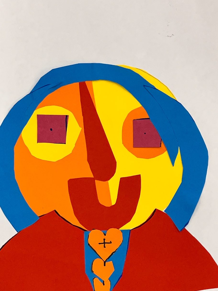 KS1 Geometric shape collage portraits