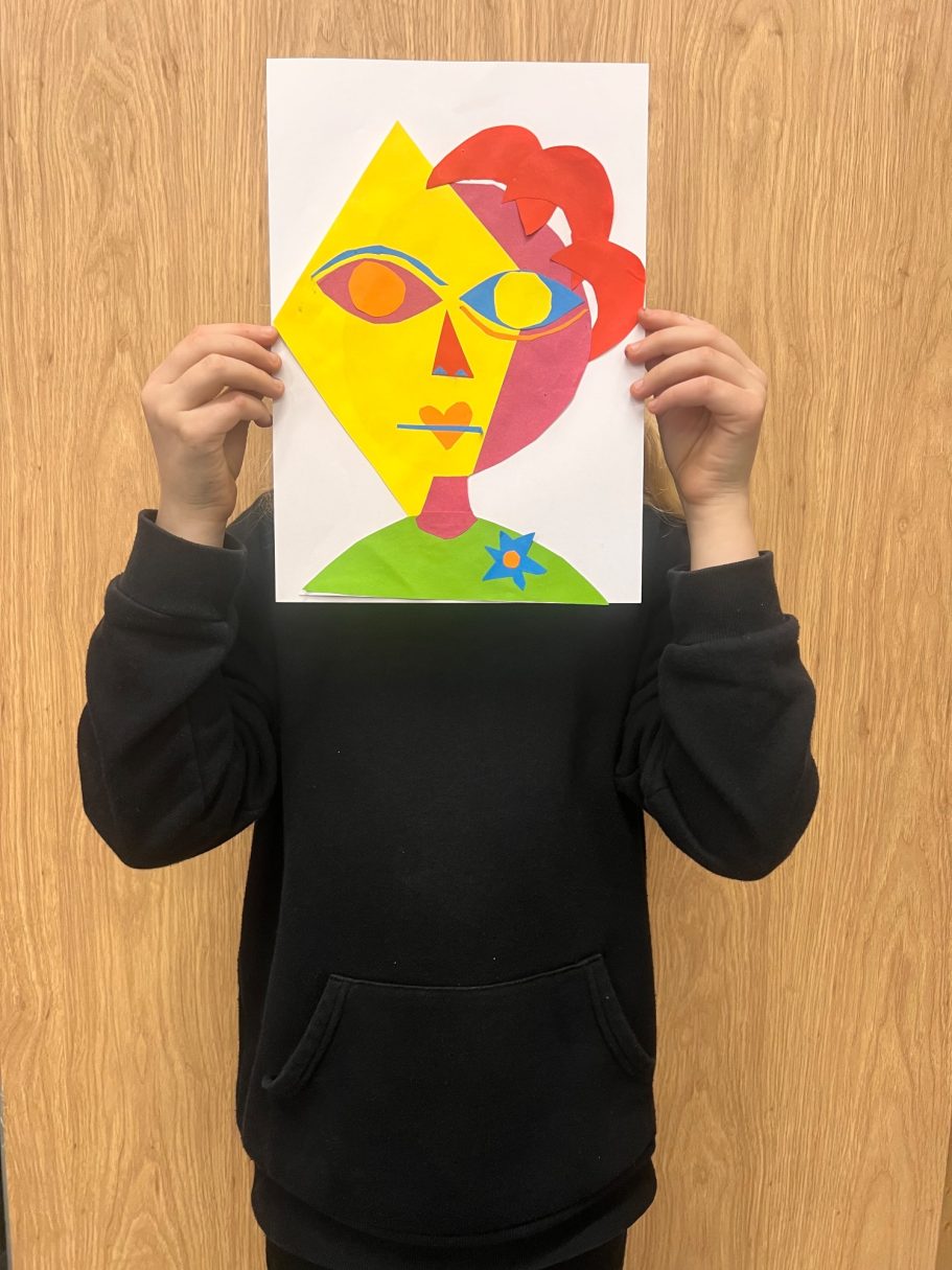 KS1 Geometric shape collage portraits