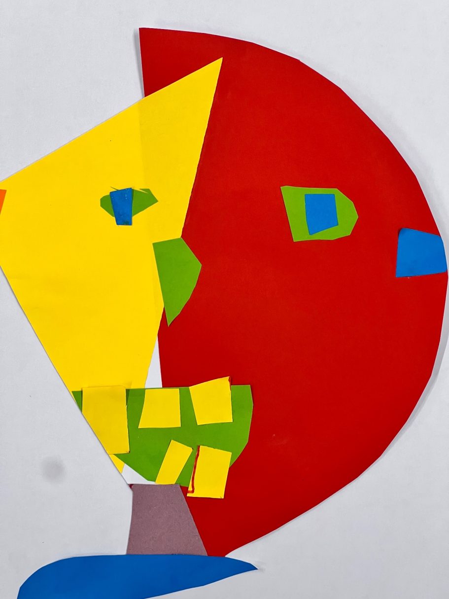 KS1 Geometric shape collage portraits