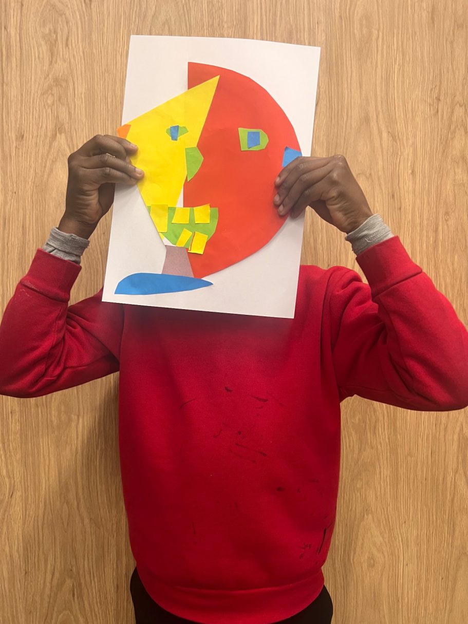 KS1 Geometric shape collage portraits