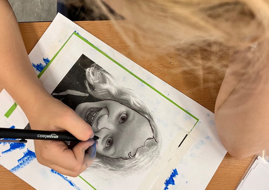 KS2 Monoprint portraiture