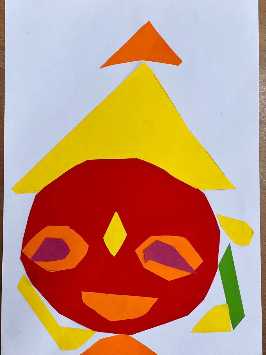 KS1 Geometric shape collage portraits