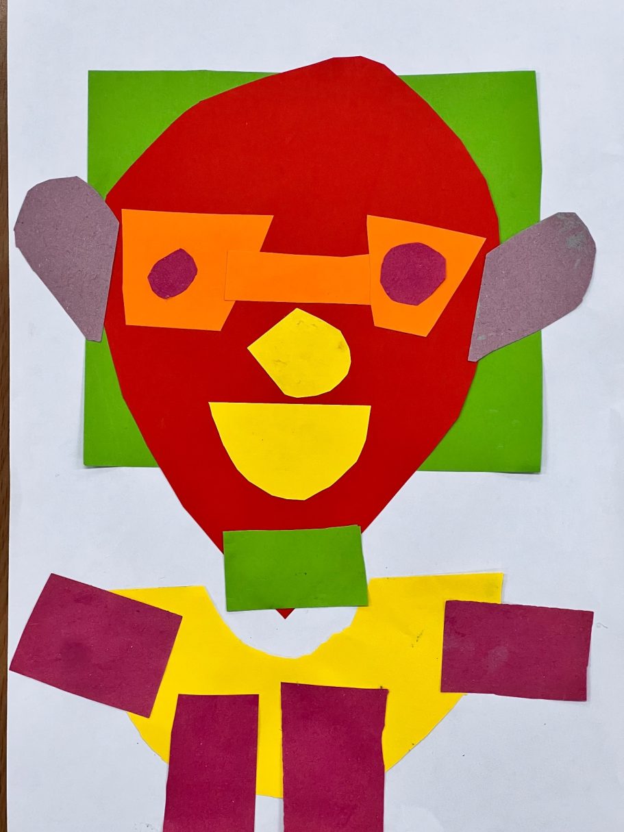 KS1 Geometric shape collage portraits