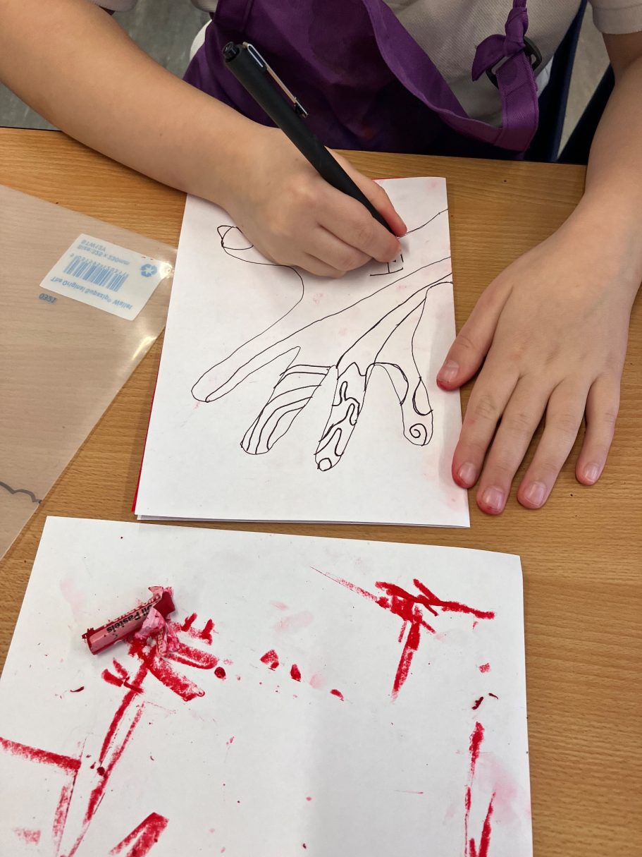 KS2 Monoprint hands